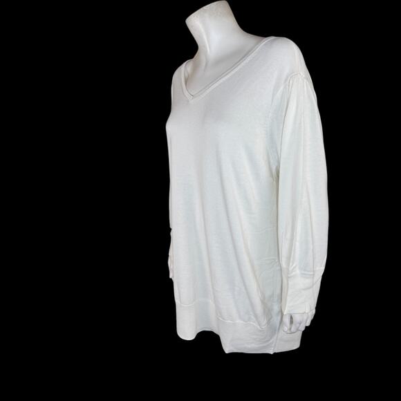 Belle by Kim Gravel Puff Sleeve V-Neck Sweater Cream Cotton Rayon 2X NWOT - Picture 10 of 13